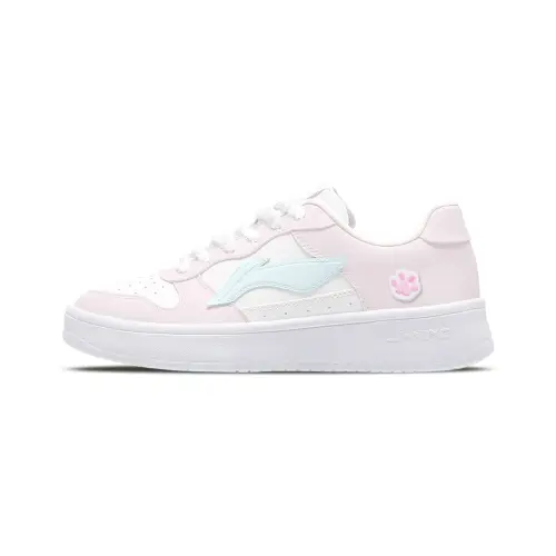 Li Ning Floating Boat Slip Resistant Cushioning Abrasion Resistant Low top Skateboard Shoes Women's White Pink