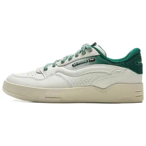 Li Ning 001 BTC 2 Coverage Slip Resistant And Abrasion Resistant Low top Skateboard Shoes Unisex White Green