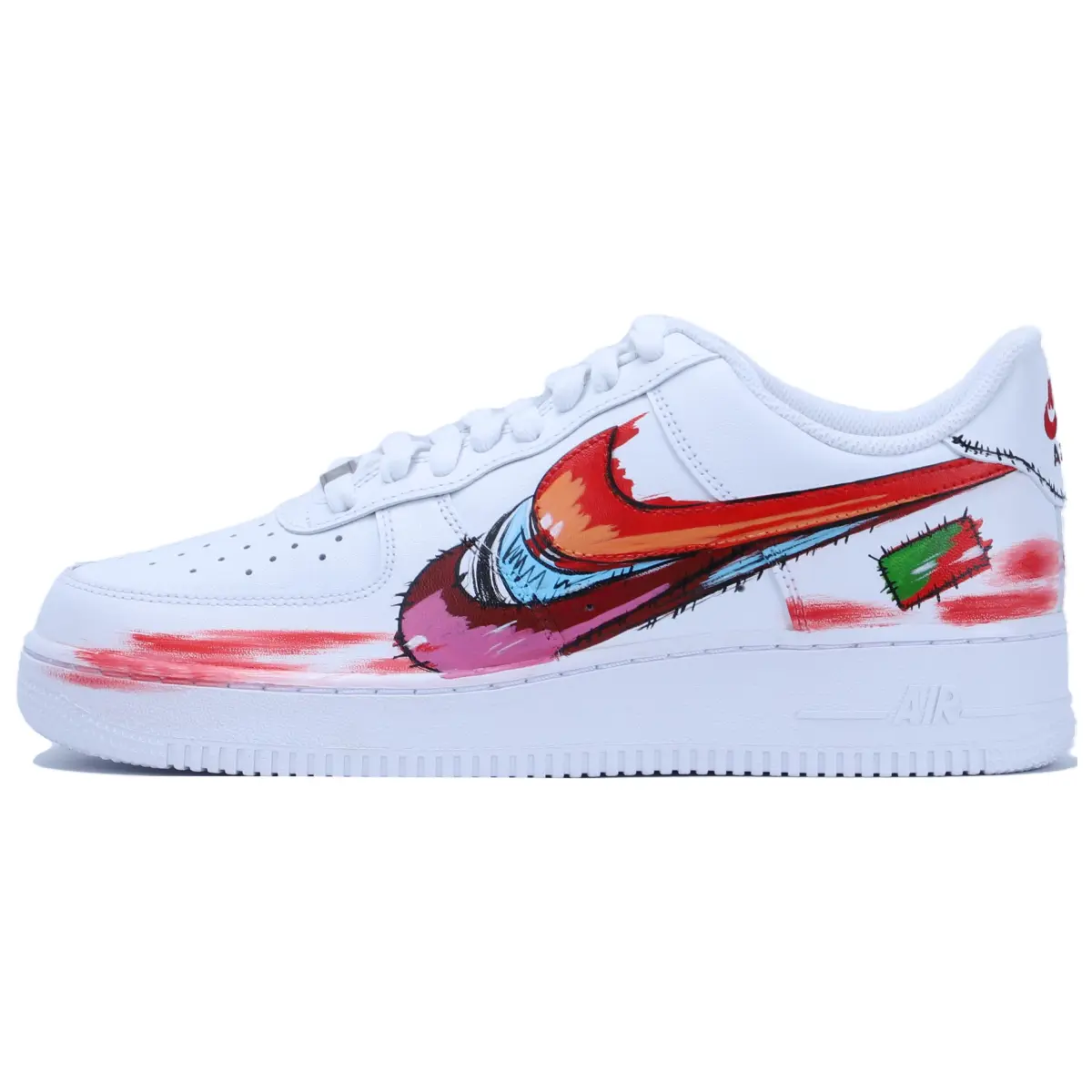 Nike Air Force 1 Low Leather Low top Skateboard Shoes Men's White Red