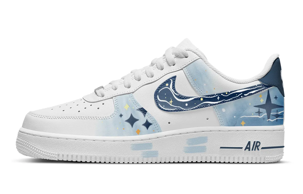 Nike Air Force 1 Starry Sky Low top Skateboard Shoes Men's White Blue
