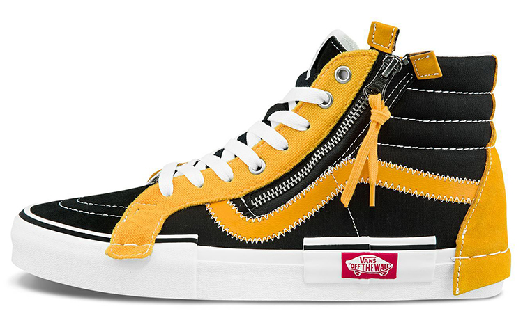 Vans SK8 reissue cap breathable high-top sneakers, same style for men and women, black and yellow