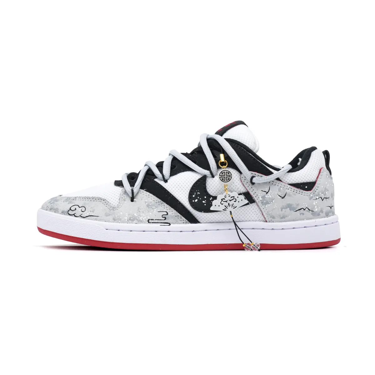 Nike SB Alleyoop Dreamlike Mist Rain Suede Slip Resistant Low top Skateboard Shoes Men's Gray Red