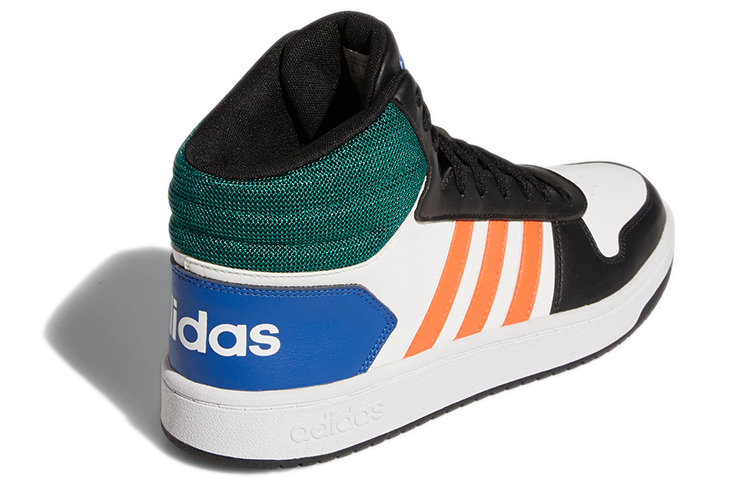 Мужские кроссовки adidas neo Hoops 2.0 Mid (белый / черный / оранжевый) — Белый / чёрный / оранжевый — фото 5