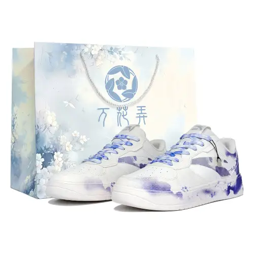 Anta Slip Resistant Abrasion Resistant Low top Skateboard Shoes Unisex White Purple Blue
