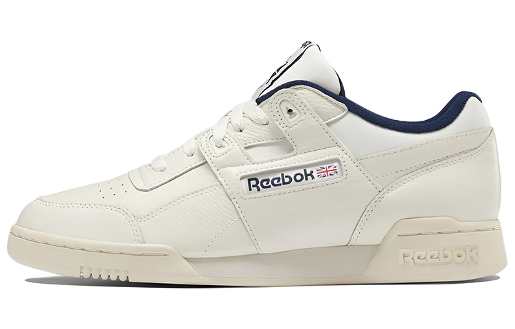 Reebok Workout Plus Leather Comfortable Abrasion Resistant Balance Low top Skateboard Shoes Men's Ecru