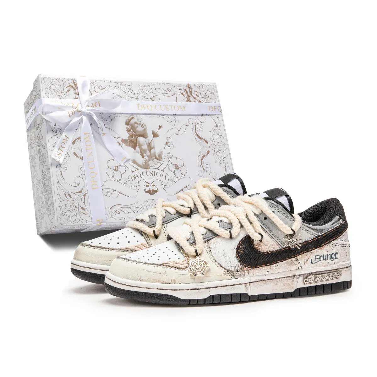 Nike Dunk Da Vinci Custom Box, Rossin Key Cushioning Quick Dry Abrasion Resistant Balance Low top Skateboard Shoes
