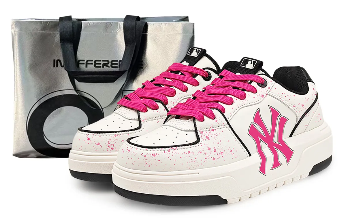 MLB Chunky Liner Abrasion Resistant Slip Resistant Low top Skateboard Shoes Unisex Rose Red