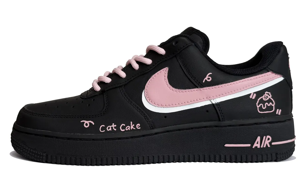 Nike Air Force 1 Moon Mail, Cool Trick Black Pink Cushioning Lightweight Low top Skateboard Shoes Women's Pink