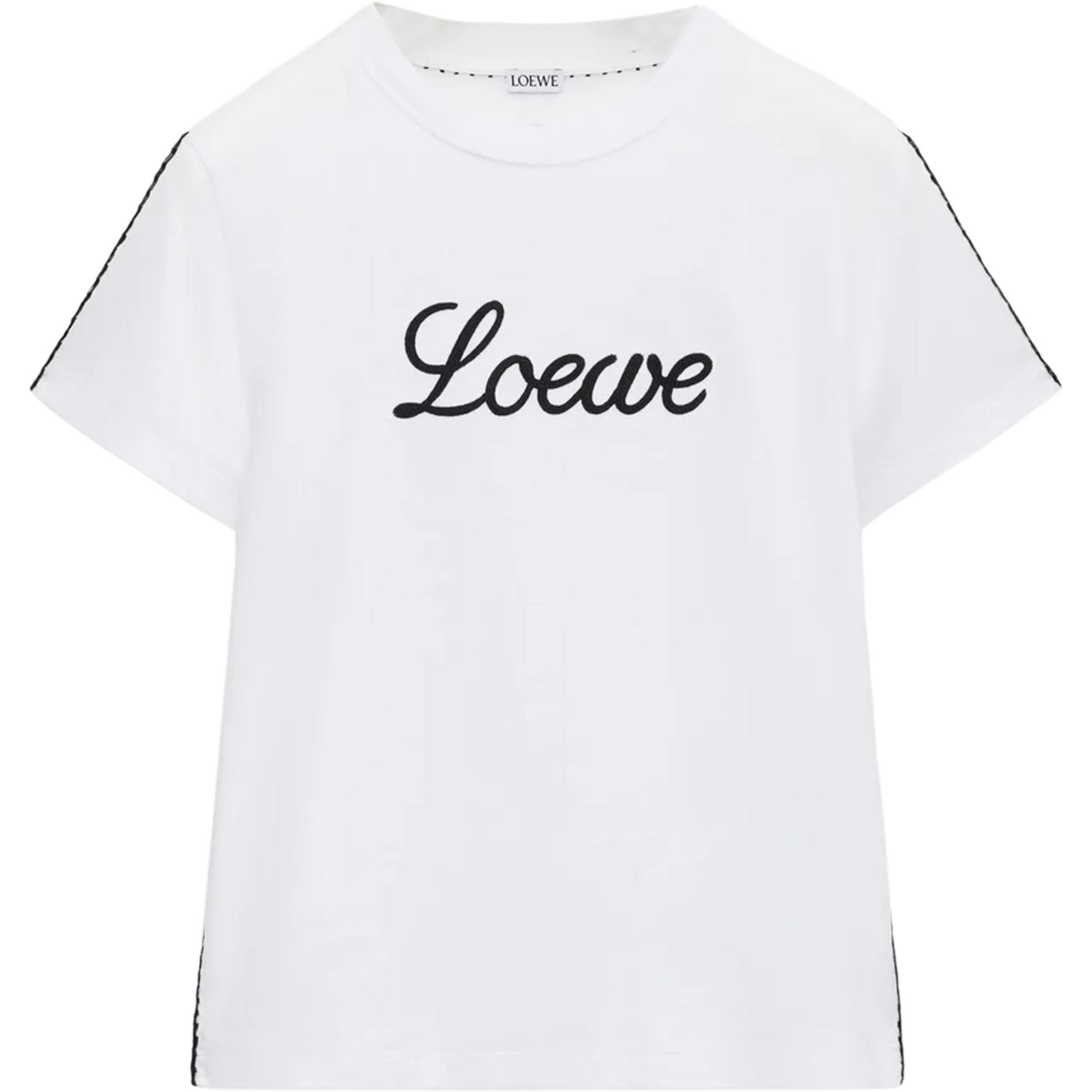 Женская футболка LOEWE с вышивкой (белая)