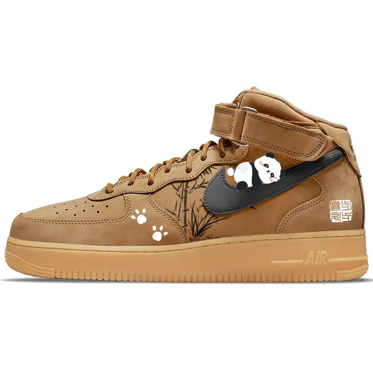 Nike Air Force 1 Slip Resistant Abrasion Resistant Low top Skateboard Shoes Unisex Brown White