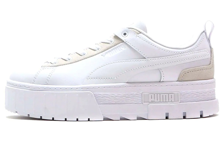 PUMA Mayze Leather Low top Skateboard Shoes Women's White Brown
