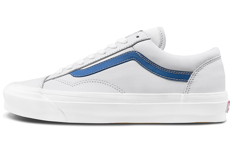 Vans Style 36 series Vault OG LX leather retro wear-resistant low-top sneakers same style for men and women white blue