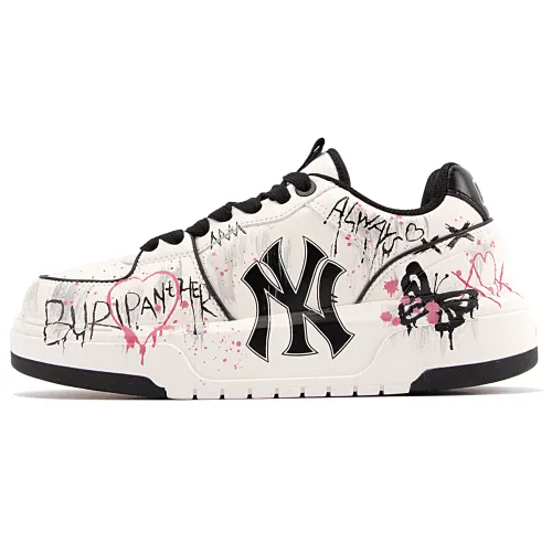 MLB Chunky Liner Abrasion Resistant Height Increasing Low top Skateboard Shoes Unisex Black White