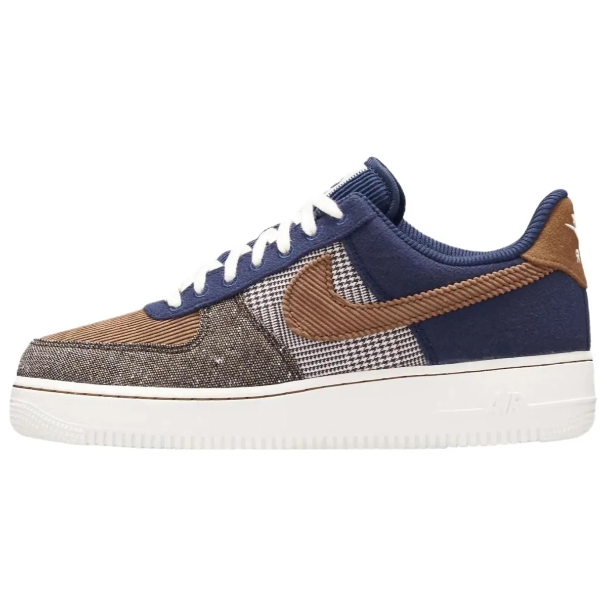 Nike Air Force 1 Tweed, Corduroy Slip Resistant Abrasion Resistant Low top Skateboard Shoes Men's Brown
