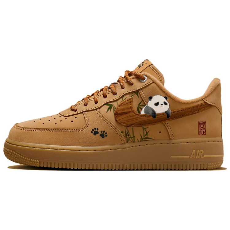 Nike Air Force 1 Slip Resistant Abrasion Resistant Low top Skateboard Shoes Women's Brown