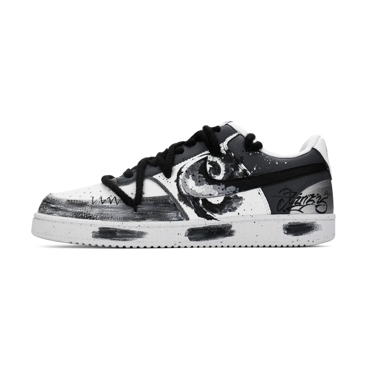 Nike Court Vision 1 Tai Chi Abrasion Resistant Low top Skateboard Shoes Unisex Black