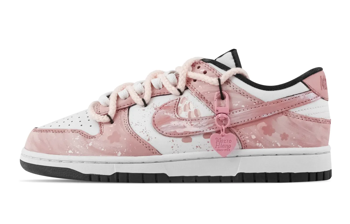 Nike Dunk Pink Floral Shadow Slip Resistant Abrasion Resistant Low top Skateboard Shoes Unisex