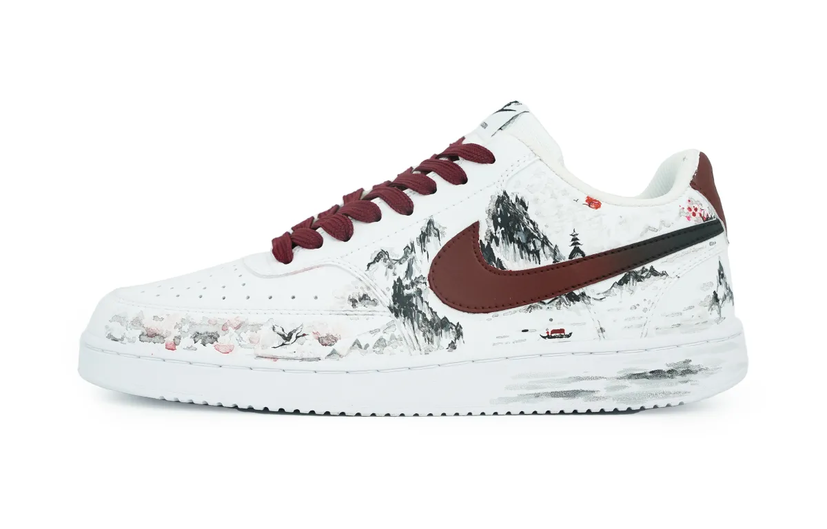 Nike Court Vision 1 Low top Skateboard Shoes Men's White Red