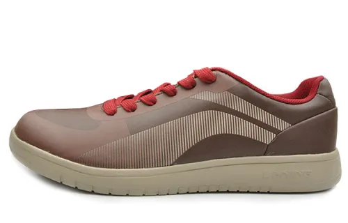 Li Ning Fashion Coverage Slip Resistant Low top Skateboard Shoes Men's Brown