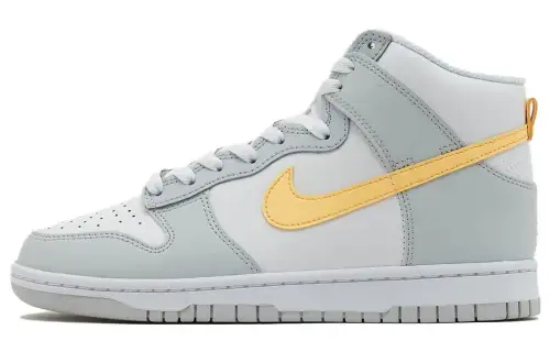Nike Dunk High 'Grey Yellow' Abrasion Resistant Breathable High top Skateboard Shoes Men's Gray White Yellow
