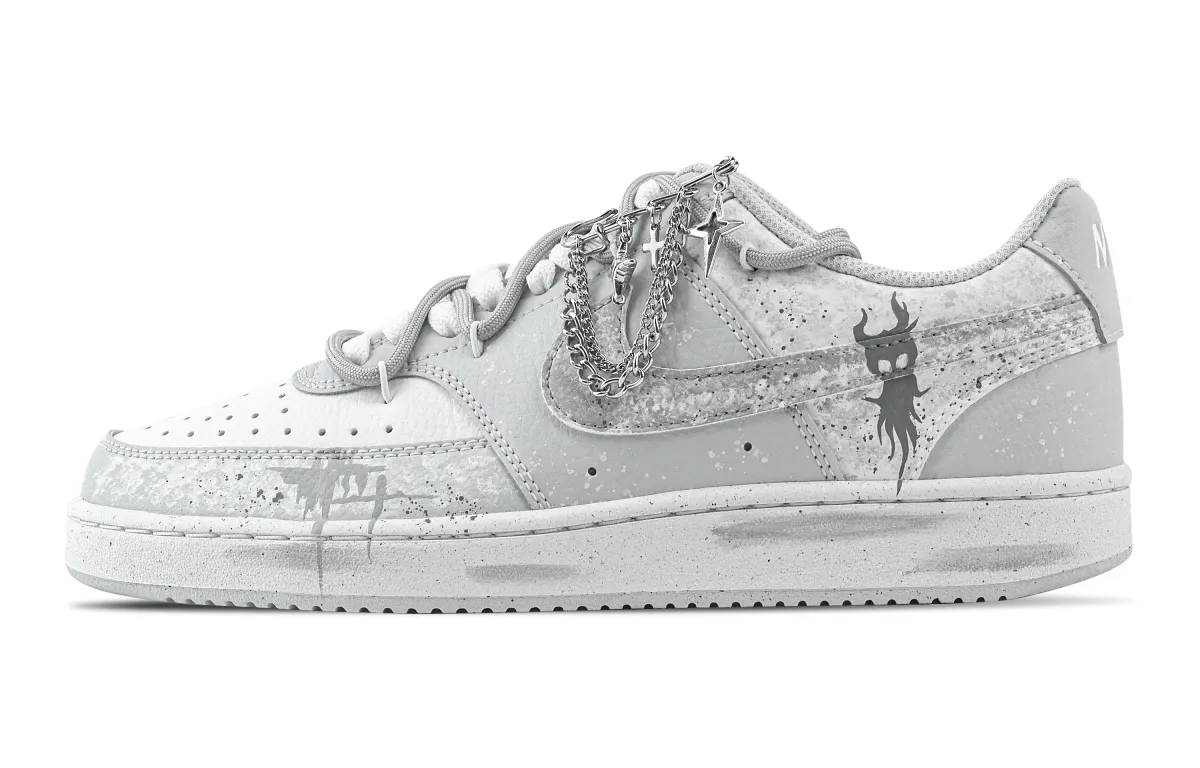 Nike Court Vision 1 Dull Gray Ghost Abrasion Resistant Low top Skateboard Shoes Men's Light Gray
