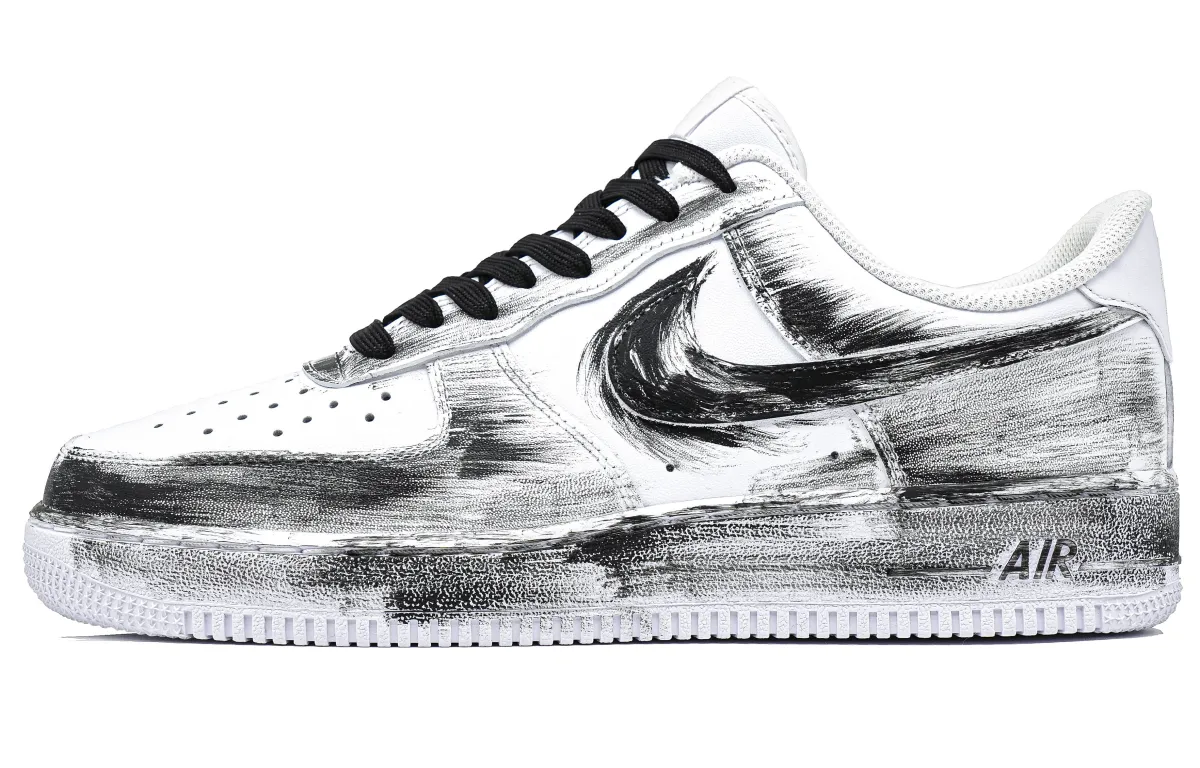 Nike Air Force 1 Gothic Knight Cushioning Lightweight Low top Skateboard Shoes Unisex Black White