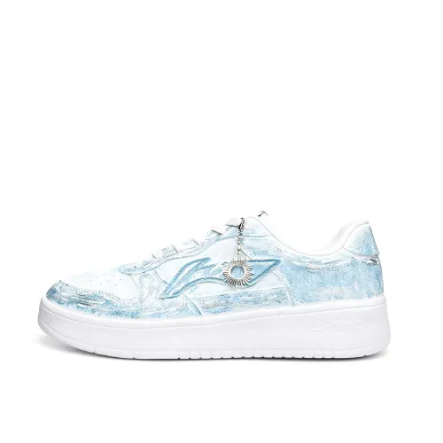 Li Ning Floating Boat Abrasion Resistant Lightweight Breathable Low top Skateboard Shoes Unisex White Blue