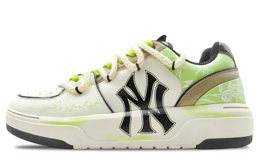 MLB Chunky Liner Abrasion Resistant Height Increasing Low top Skateboard Shoes Unisex White Green