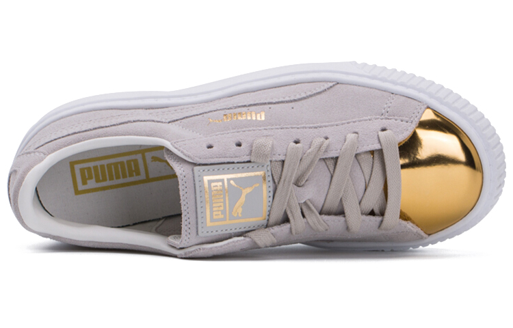 Женские кроссовки PUMA Suede Platform Gold (серо-золотые) — фото 4
