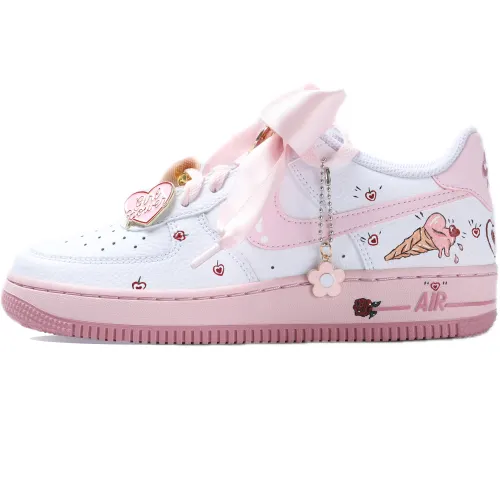 Nike Air Force 1 Skateboard Shoes GS White Pink