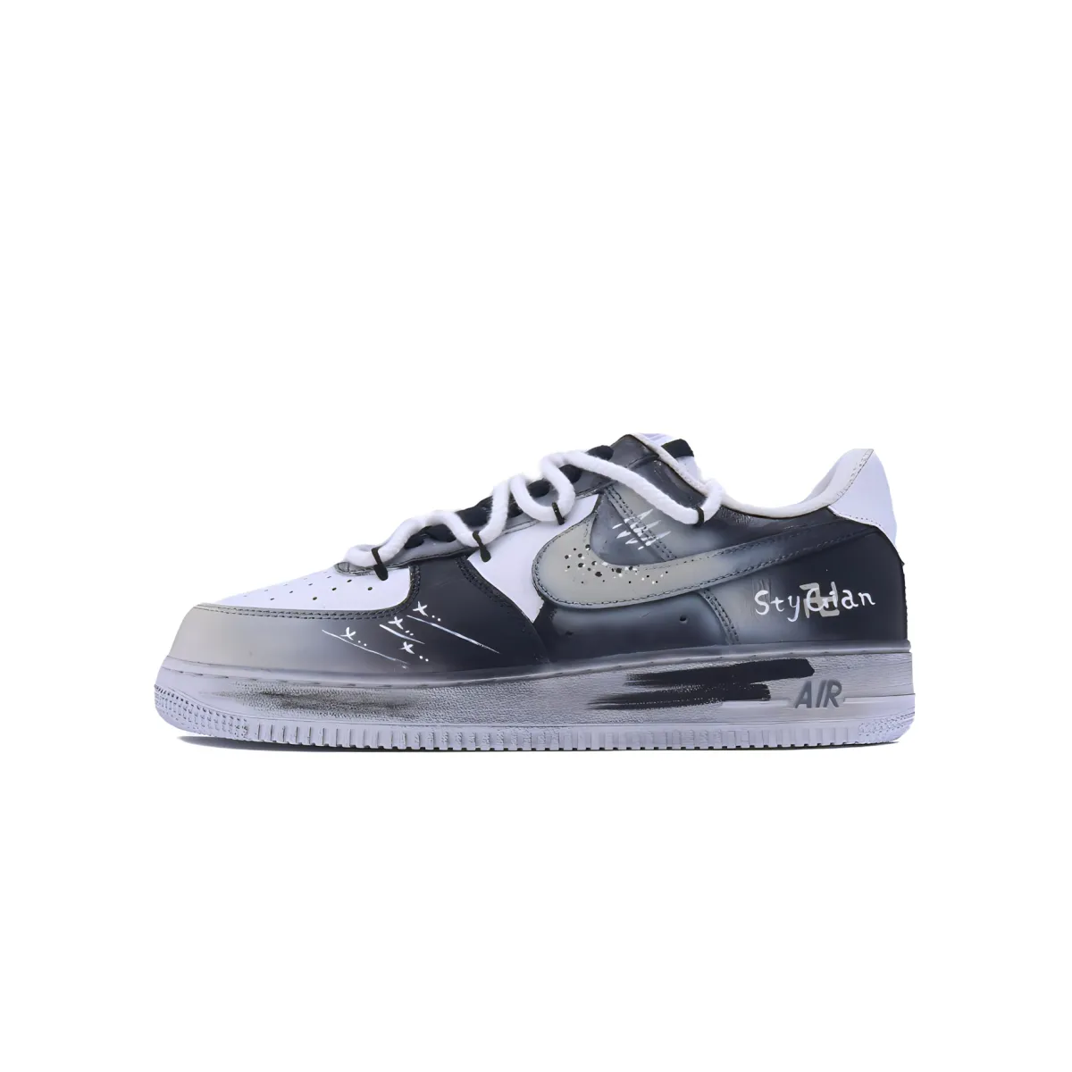 Nike Air Force 1 Singularity, Hades Slip Resistant Abrasion Resistant Low top Skateboard Shoes Unisex Black Gray
