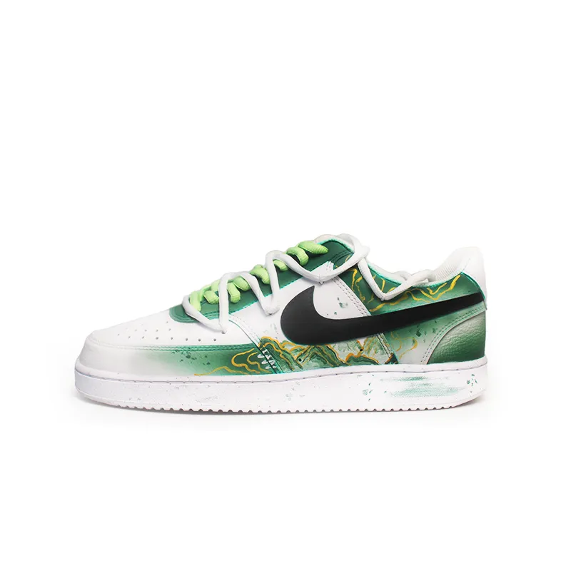 Nike Court Magnificent Landscape Slip Resistant Abrasion Resistant Low top Skateboard Shoes Men's White Green