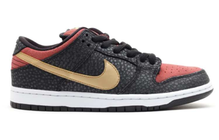Мужские кроссовки Nike Dunk SB Walk of Fame (черно-красные) — 黑/金属黄金 — фото 2