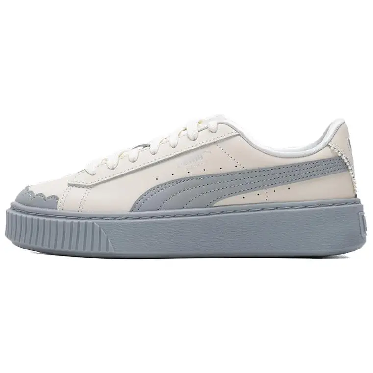 PUMA BASKET PLATFORM Lightweight Low top Skateboard Shoes Women's Beige Gray