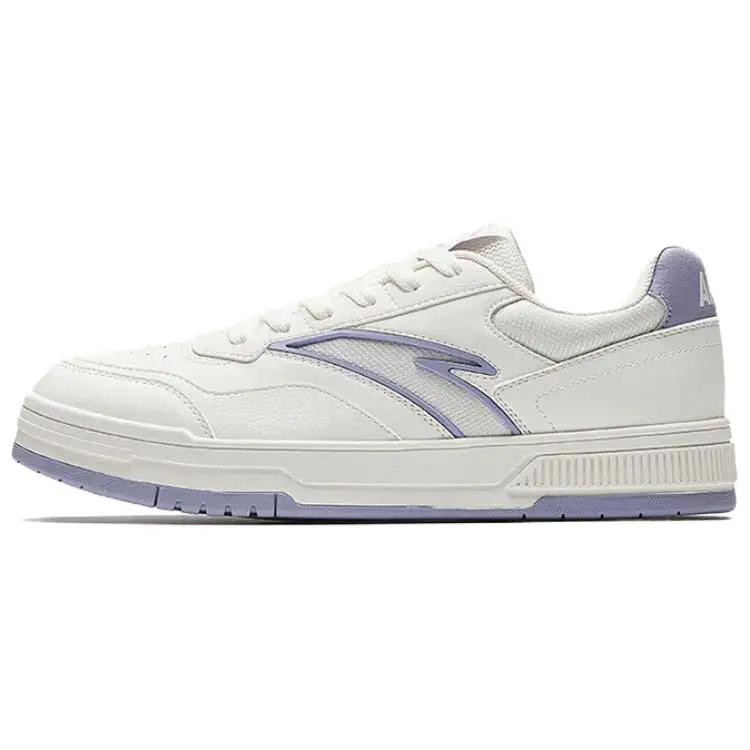 Anta Coverage Slip Resistant And Abrasion Resistant Low top Skateboard Shoes Women's White Purple