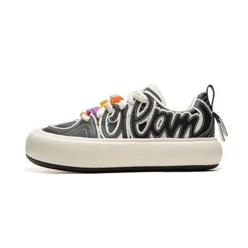 Li Ning Cream Puff Platform Abrasion Resistant Slip Resistant Cushioning Low top Skateboard Shoes Women's Black Beige