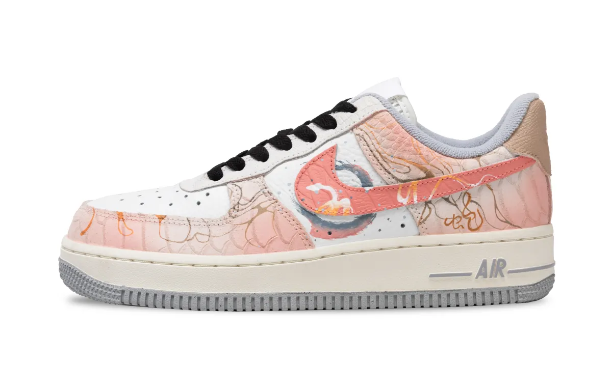 Nike Air Force 1 Slip Resistant Abrasion Resistant Low top Skateboard Shoes Women's Pink White