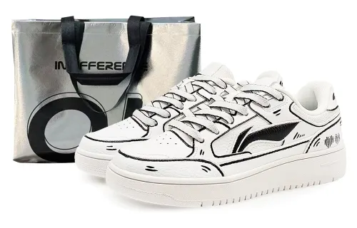 Li Ning Tianji Slip Resistant Abrasion Resistant Low top Skateboard Shoes Unisex White Black