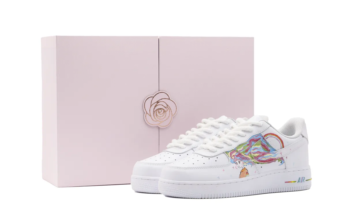 Nike Air Force 1 Abrasion Resistant Height Increasing Low top Skateboard Shoes Women's White