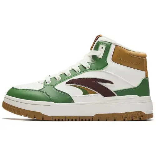 Anta 982 Thermal Abrasion Resistant High top Skateboard Shoes Men's Green White Brown