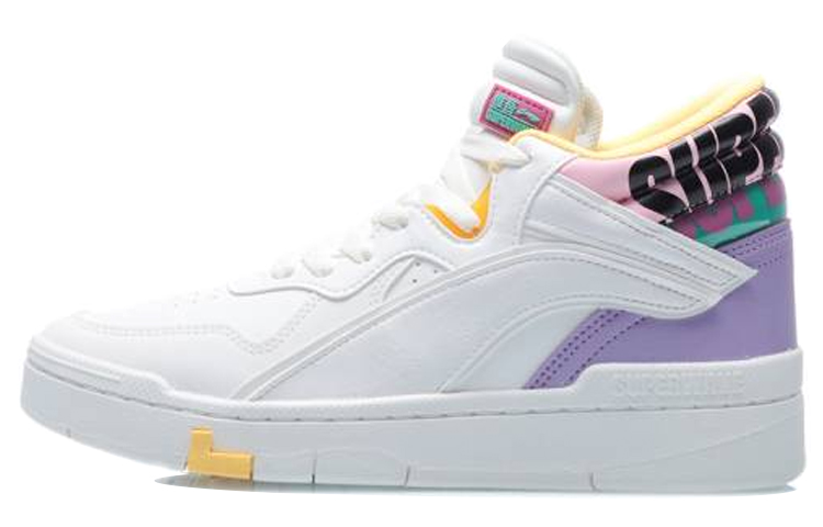 Li Ning Wave Superwave Mid Casual Mid top Skateboard Shoes Women's White Purple