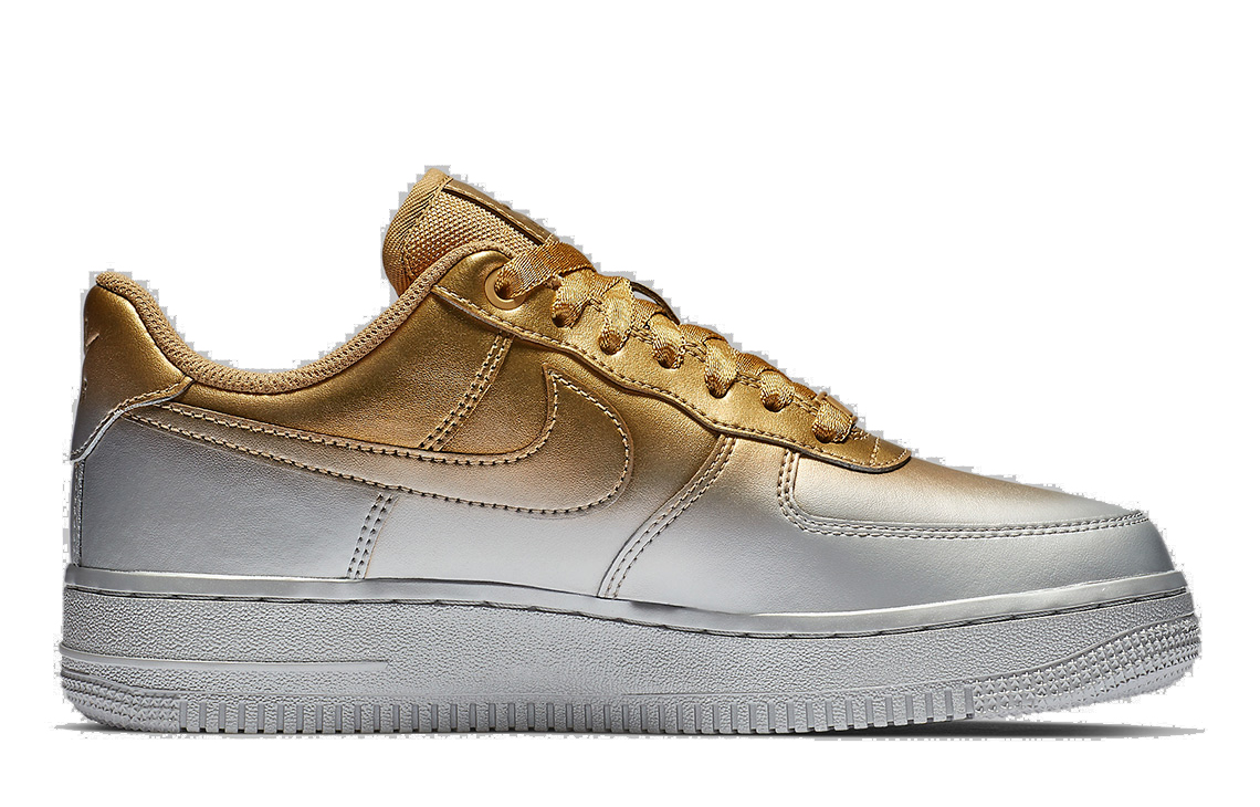 Женские кеды Nike Air Force 1 (золотисто-серебряные) — Золотойсеребристый — фото 2