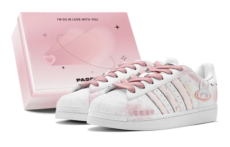 Adidas Originals SUPERSTAR Romantic 520 Treasure Girl, Sweet Sister Outfit, Sweetheart Rabbit Low top Skateboard Shoes