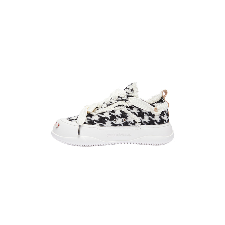 SMILEREPUBLIC Cheese Cat 2.0 Fabric Houndstooth Slip Resistant, Abrasion Resistant, Height Increasing Low top