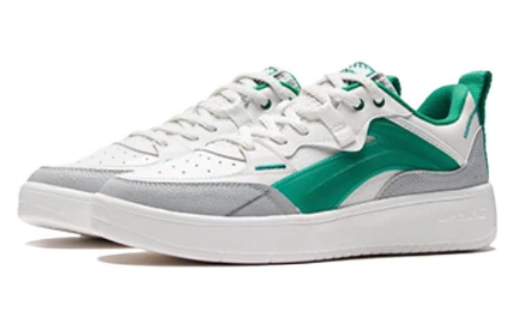 Li Ning Leather Abrasion Resistant, Lightweight, And Breathable Low top Skateboard Shoes Men's White Green