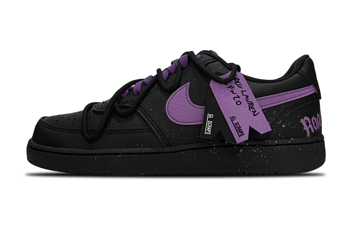 Nike Court Vision Low Slip Resistant Slip Resistant Low top Skateboard Shoes Unisex Black Purple