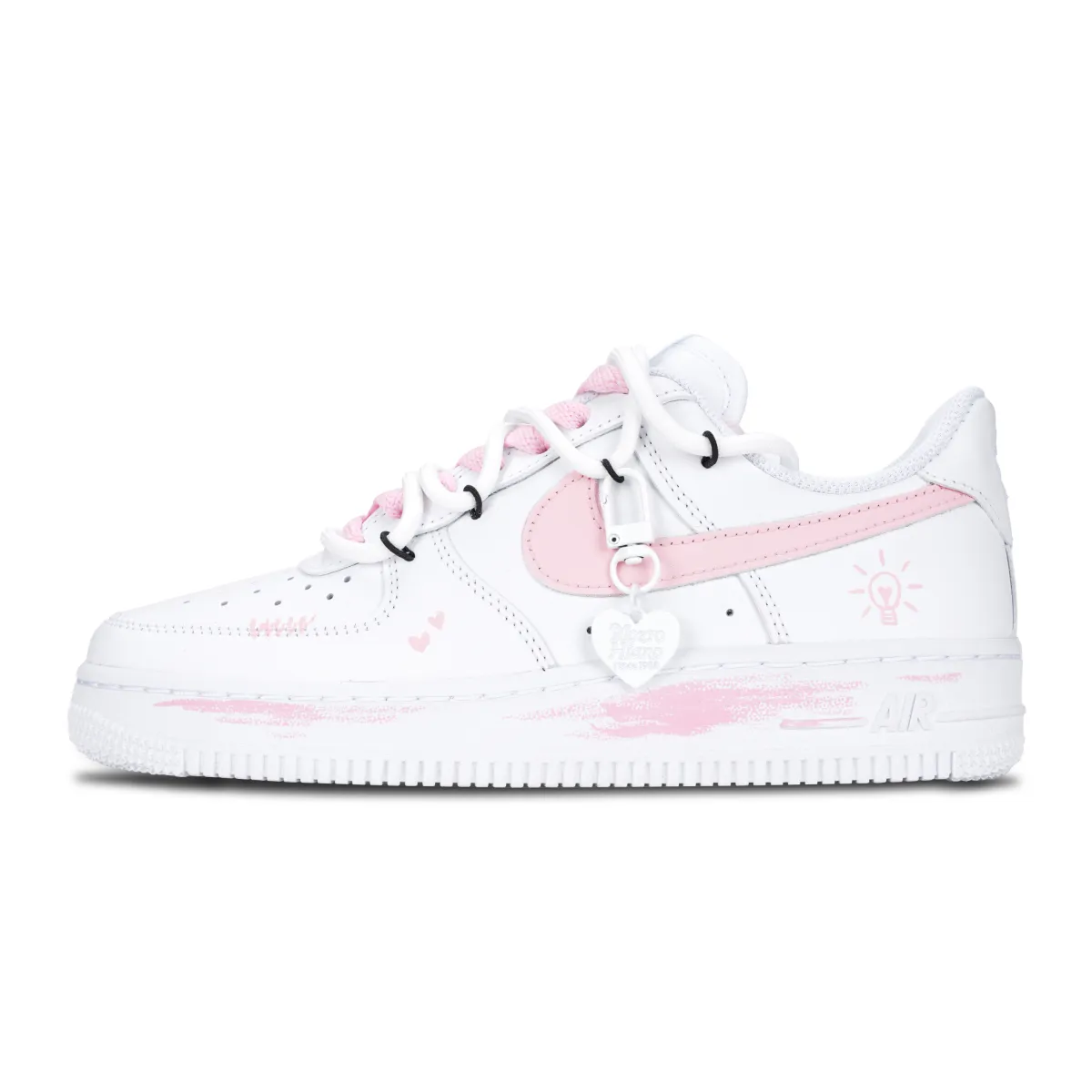 Nike Air Force 1 Pink Bulb Sweet And Cute Slip Resistant Low top Skateboard Shoes Women's White Pink