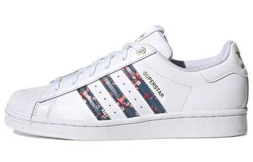Adidas Originals Superstar Abrasion Resistant Coverage Low top Skateboard Shoes Women's White Blue Gold