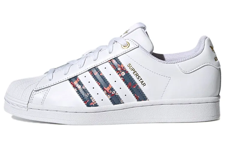 Adidas Originals Superstar Abrasion Resistant Coverage Low top Skateboard Shoes Women's White Blue Gold
