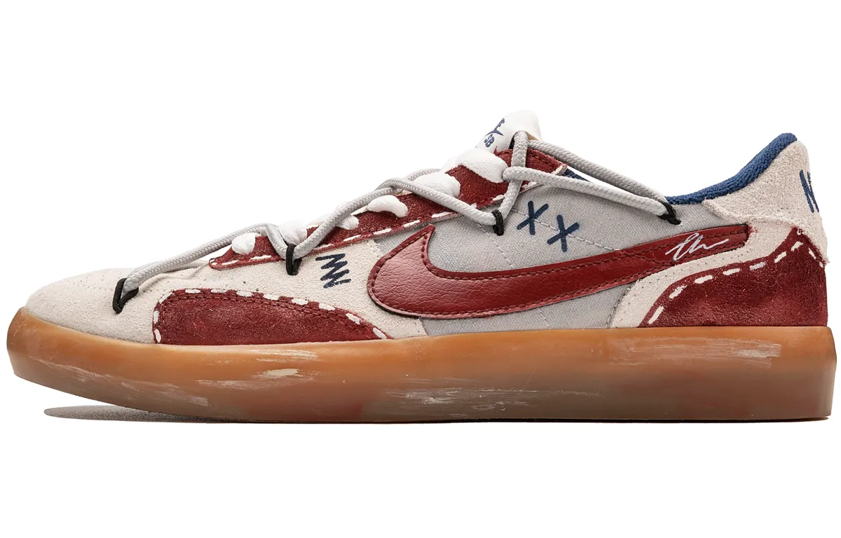 Nike Heritage Slip Resistant, Abrasion Resistant, Lightweight Low top Skateboard Shoes Unisex Beige Red